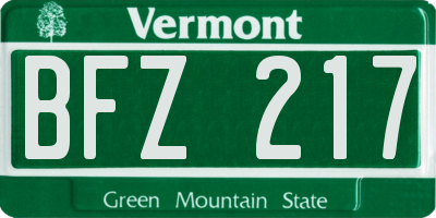 VT license plate BFZ217