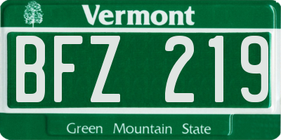 VT license plate BFZ219