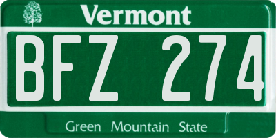 VT license plate BFZ274