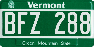 VT license plate BFZ288