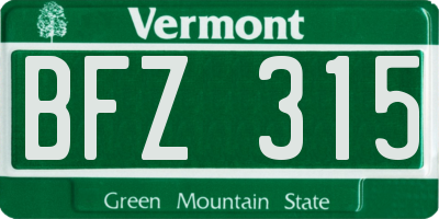 VT license plate BFZ315