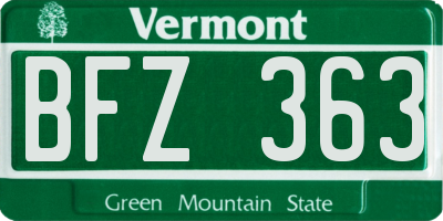 VT license plate BFZ363