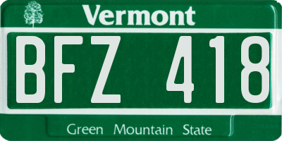 VT license plate BFZ418