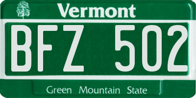 VT license plate BFZ502