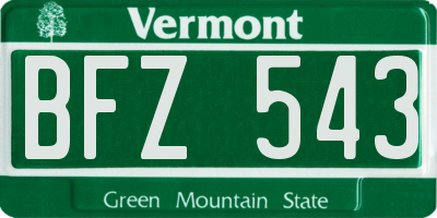 VT license plate BFZ543