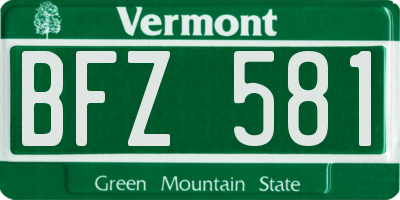 VT license plate BFZ581