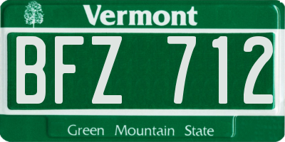 VT license plate BFZ712