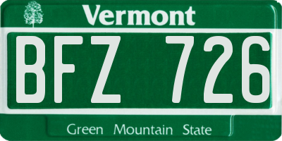 VT license plate BFZ726