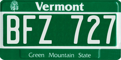 VT license plate BFZ727