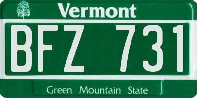 VT license plate BFZ731