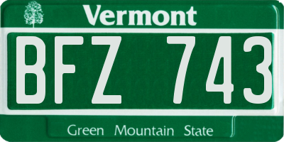 VT license plate BFZ743