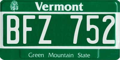 VT license plate BFZ752