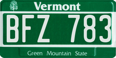 VT license plate BFZ783