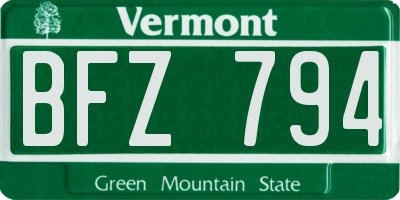 VT license plate BFZ794