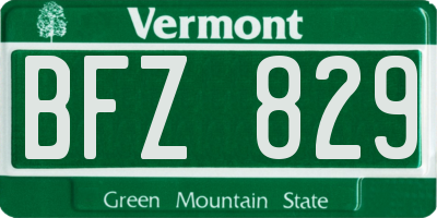 VT license plate BFZ829