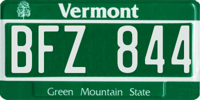 VT license plate BFZ844