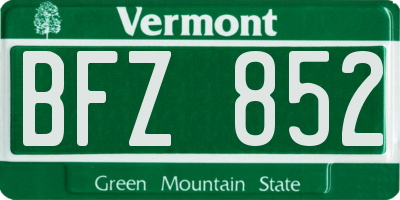 VT license plate BFZ852