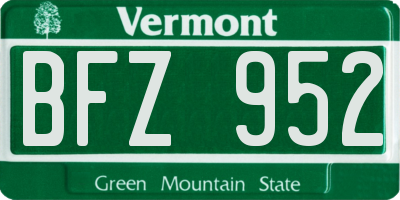 VT license plate BFZ952