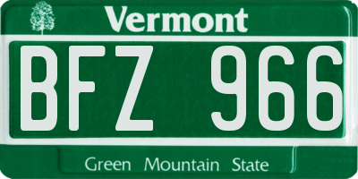 VT license plate BFZ966