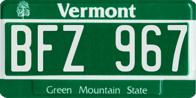 VT license plate BFZ967