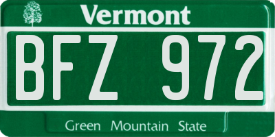 VT license plate BFZ972