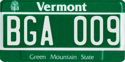 VT license plate BGA009