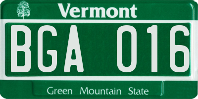VT license plate BGA016