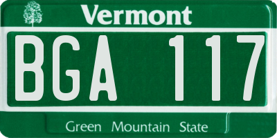 VT license plate BGA117