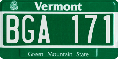 VT license plate BGA171