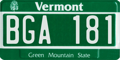 VT license plate BGA181
