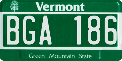 VT license plate BGA186