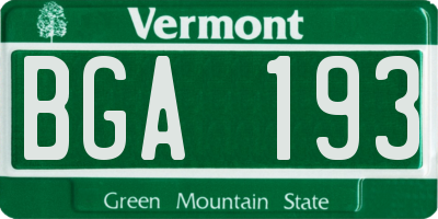 VT license plate BGA193