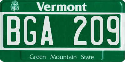 VT license plate BGA209
