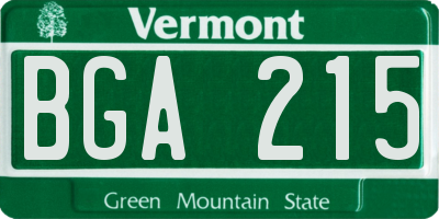 VT license plate BGA215