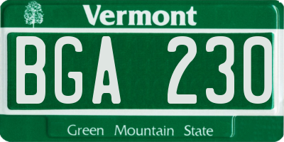 VT license plate BGA230
