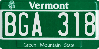 VT license plate BGA318