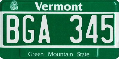 VT license plate BGA345
