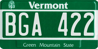 VT license plate BGA422