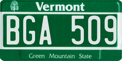 VT license plate BGA509