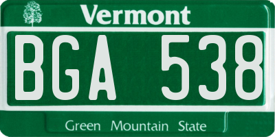 VT license plate BGA538
