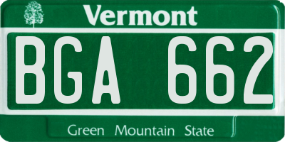VT license plate BGA662