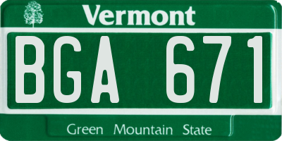 VT license plate BGA671