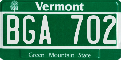VT license plate BGA702