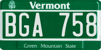 VT license plate BGA758