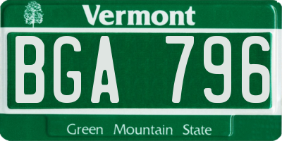 VT license plate BGA796