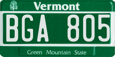 VT license plate BGA805