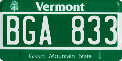 VT license plate BGA833