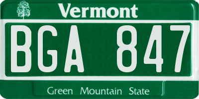 VT license plate BGA847