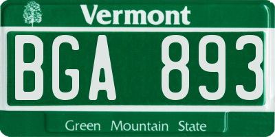 VT license plate BGA893