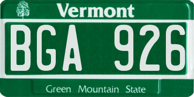 VT license plate BGA926